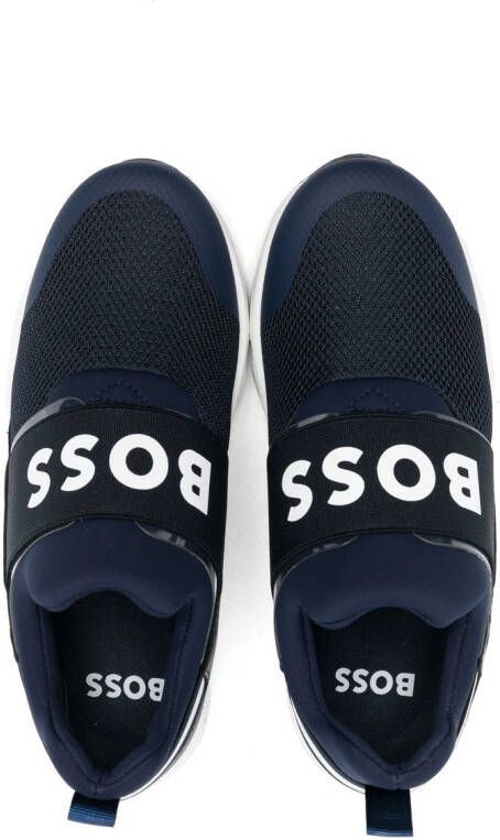 BOSS Kidswear Sneakers met logoprint Blauw