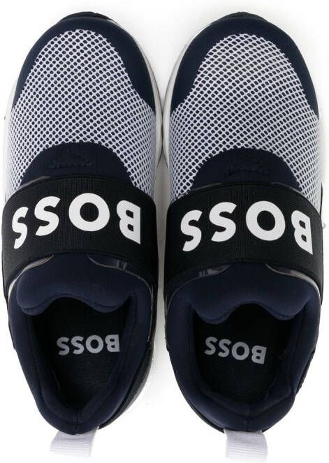 BOSS Kidswear Sneakers met logoprint Blauw