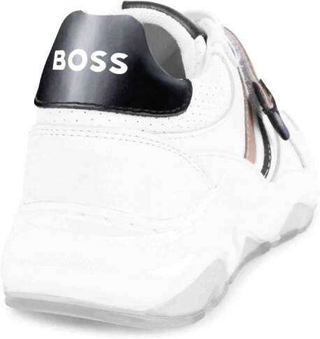 BOSS Kidswear Gestreepte sneakers Wit