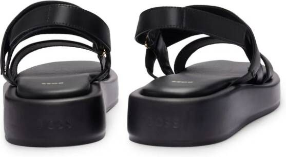 BOSS Leren sandalen Zwart