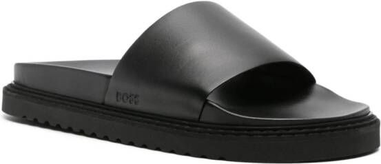 BOSS Slippers met logo-reliëf Zwart