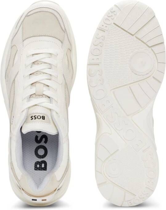 BOSS Leren sneakers met logoprint Wit