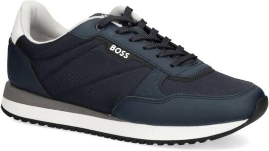 BOSS Sneakers met logoprint en vlakken Blauw