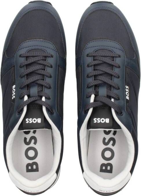 BOSS Sneakers met logoprint en vlakken Blauw