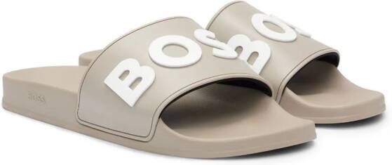 BOSS Slippers met logo-reliëf Beige