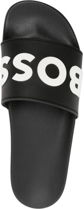 BOSS Slippers met logo-reliëf Zwart