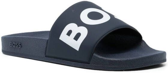 BOSS Slippers met logoprint Blauw