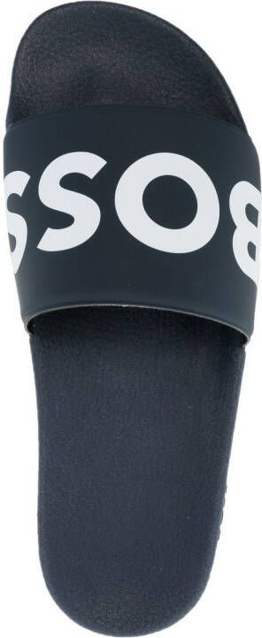 BOSS Slippers met logoprint Blauw