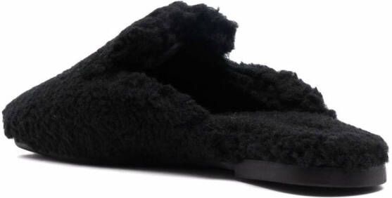 BOSS Slippers van imitatie lamswol Zwart