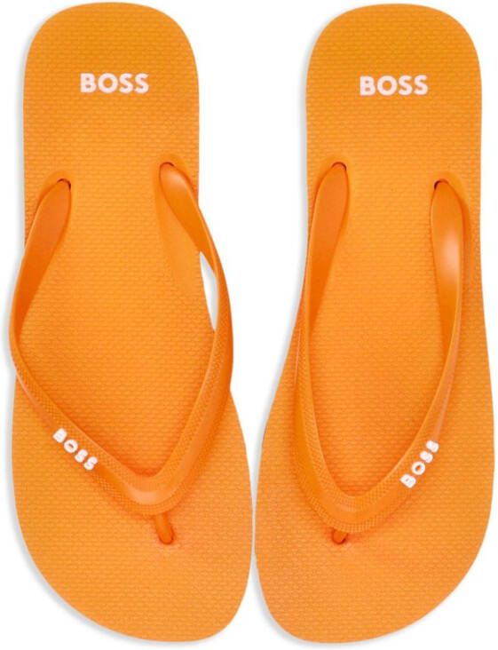 BOSS Teenslippers met logo-applicatie Oranje