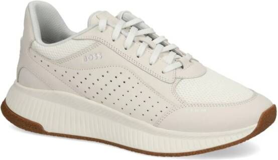 BOSS TTNM EVO leren sneakers met mesh vlak Beige