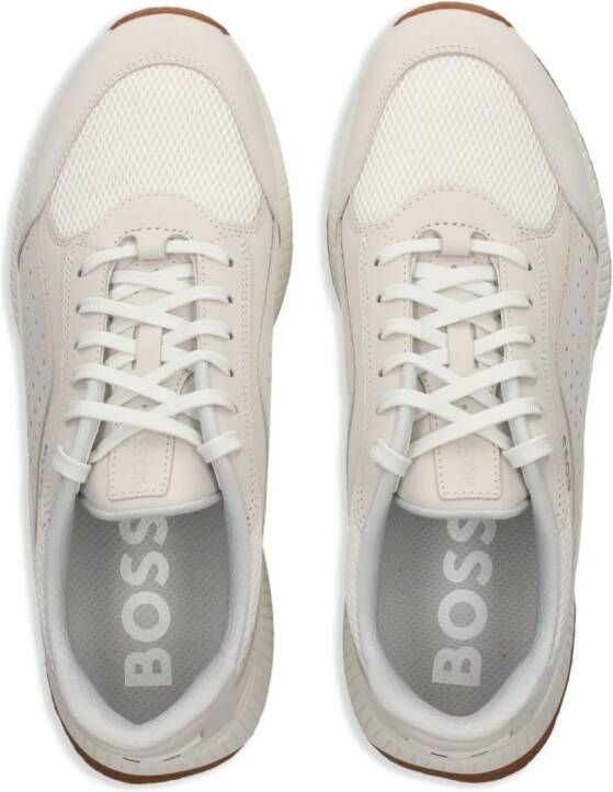 BOSS TTNM EVO leren sneakers met mesh vlak Beige