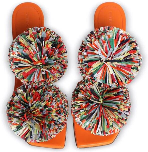 Bottega Veneta Adam Coaxial 90 mm sandalen met pompon Oranje