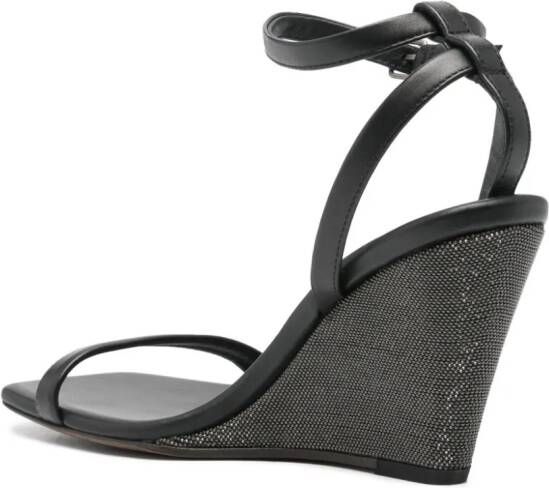 Brunello Cucinelli 90 mm leren sandalen met sleehak Zwart