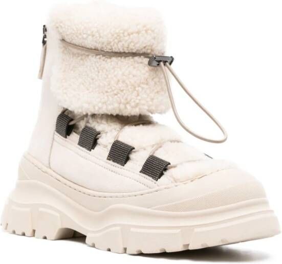 Brunello Cucinelli Fleece enkellaarzen Beige