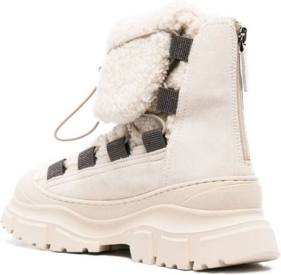 Brunello Cucinelli Fleece enkellaarzen Beige