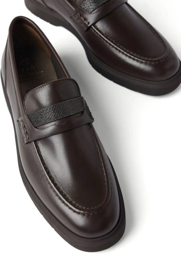 Brunello Cucinelli Gelakte loafers Bruin