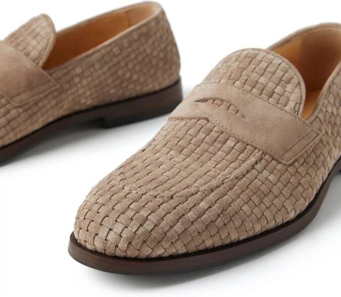 Brunello Cucinelli Geweven suède loafers Beige