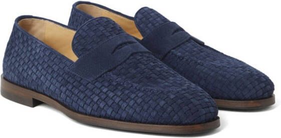 Brunello Cucinelli Geweven suède loafers Blauw