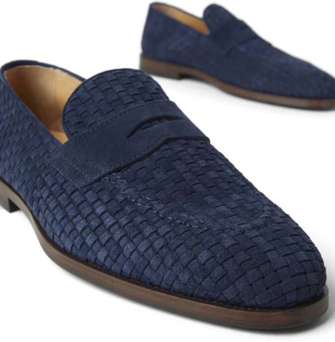 Brunello Cucinelli Geweven suède loafers Blauw