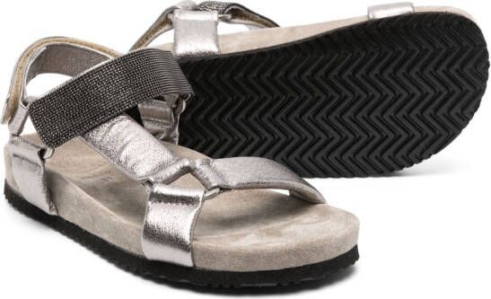 Brunello Cucinelli Kids Sandalen met klittenband Grijs