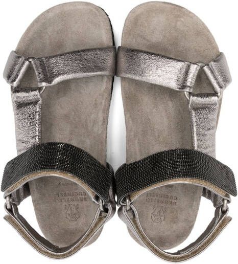 Brunello Cucinelli Kids Sandalen met klittenband Grijs