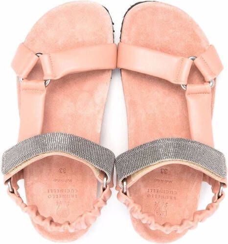 Brunello Cucinelli Kids Sandalen met klittenband Roze