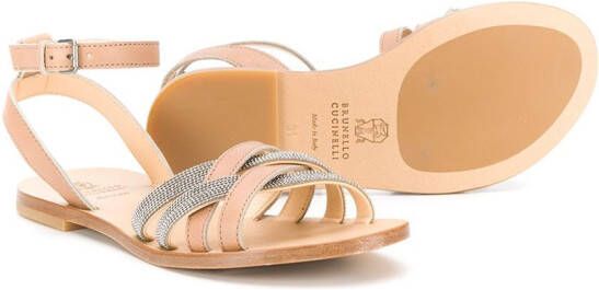 Brunello Cucinelli Kids Sandalen met open neus Beige