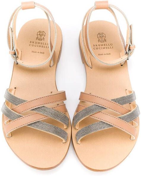 Brunello Cucinelli Kids Sandalen met open neus Beige