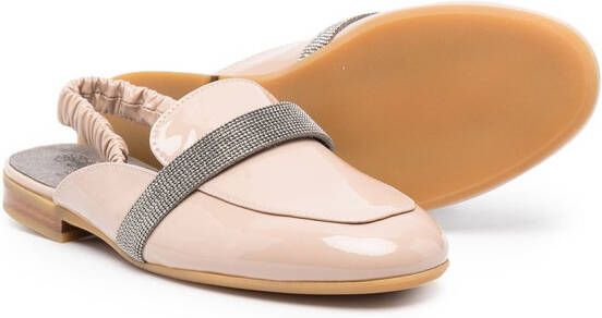 Brunello Cucinelli Kids Verfraaide slingback ballerina's Roze