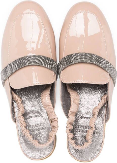 Brunello Cucinelli Kids Verfraaide slingback ballerina's Roze