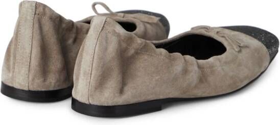 Brunello Cucinelli Leren ballerina's met Monili-neus Bruin