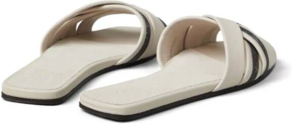 Brunello Cucinelli Leren sandalen met monili detail Wit