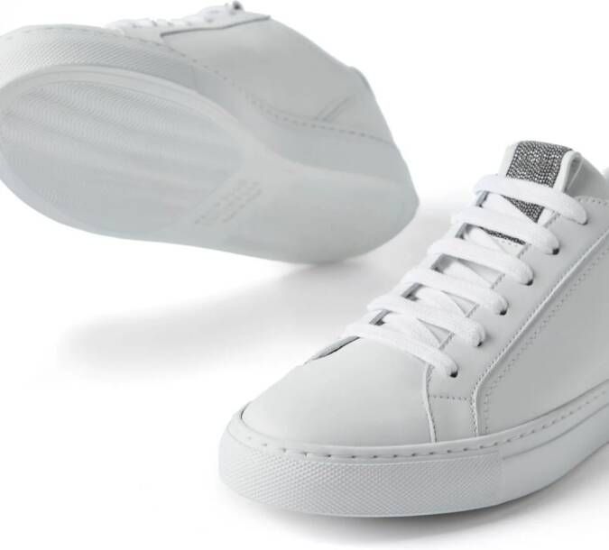 Brunello Cucinelli Leren sneakers met monili detail Wit