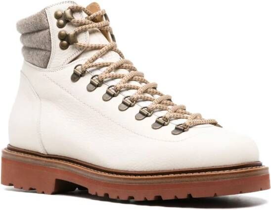 Brunello Cucinelli Leren wandellaarzen Wit