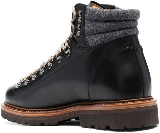 Brunello Cucinelli Leren wandellaarzen Zwart