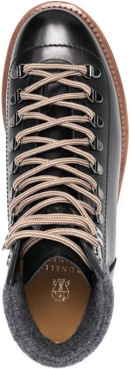 Brunello Cucinelli Leren wandellaarzen Zwart