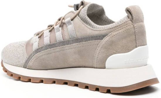 Brunello Cucinelli Monili sneakers met vlakken Beige