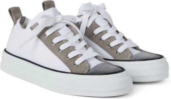 Brunello Cucinelli Sneakers met vlakken en monili detail Wit