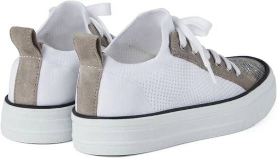 Brunello Cucinelli Sneakers met vlakken en monili detail Wit