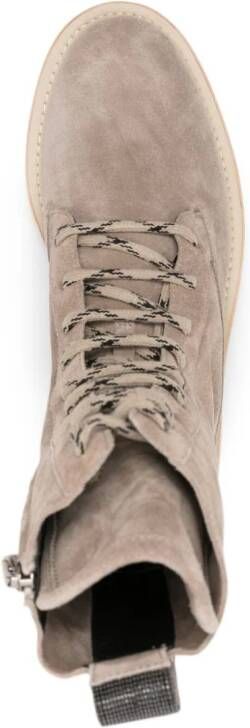 Brunello Cucinelli Suède enkellaarzen Beige