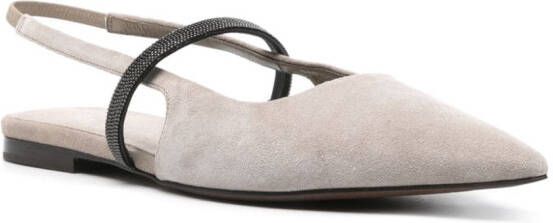 Brunello Cucinelli Monili leren ballerina's Grijs