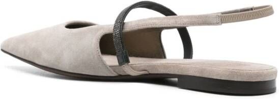 Brunello Cucinelli Monili leren ballerina's Grijs