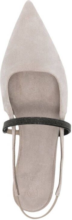 Brunello Cucinelli Monili leren ballerina's Grijs