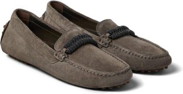 Brunello Cucinelli Monili leren loafers Grijs