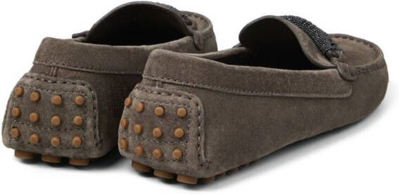 Brunello Cucinelli Monili leren loafers Grijs