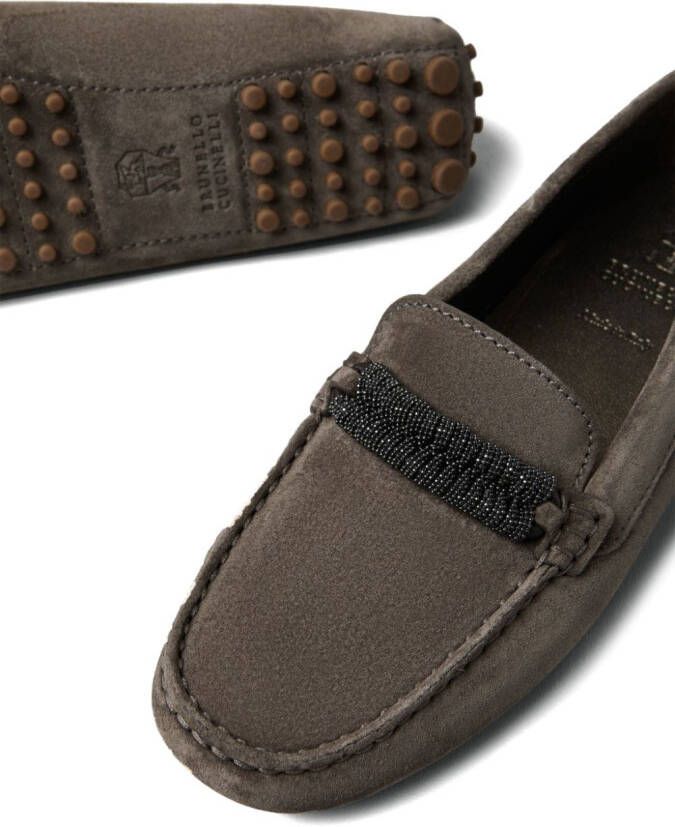 Brunello Cucinelli Monili leren loafers Grijs