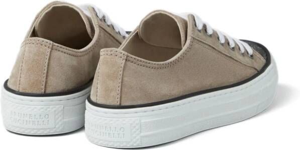 Brunello Cucinelli Monili sneakers met neus Bruin