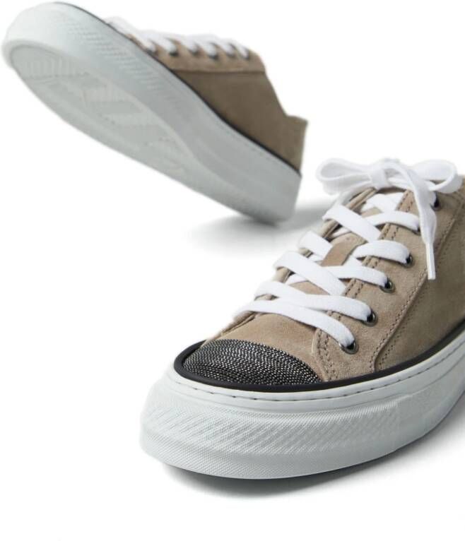 Brunello Cucinelli Monili sneakers met neus Bruin