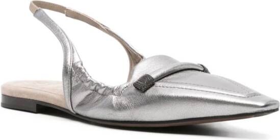 Brunello Cucinelli Slingback ballerina's Zilver